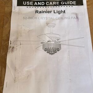 Rainier 52 inch crystal ceiling fan